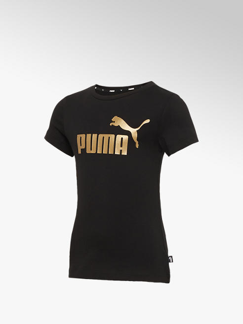 Puma czarny tshirt dziecięcy ze złotym logo