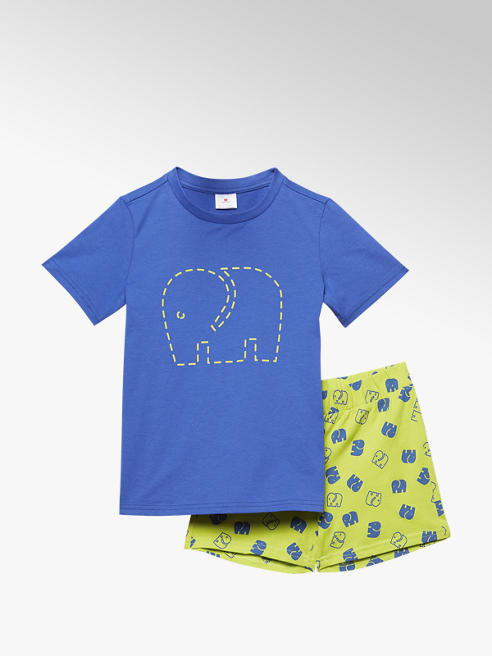 elefanten Pyjama Set in Blau-Grün