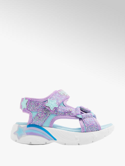 Skechers liliowo-niebieskie sandały dziewczęce Skechers ze światełkami