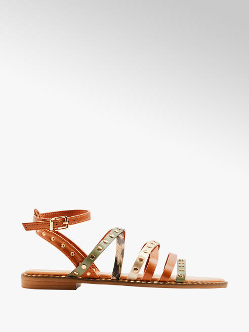 Graceland płaskie sandały damskie Graceland ozdobione nitami