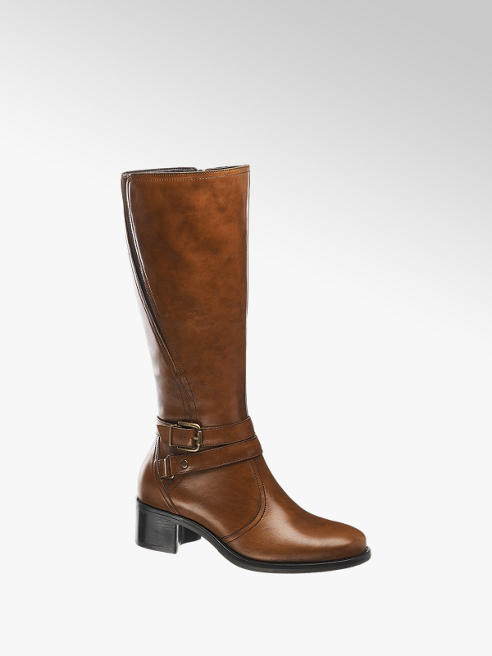 tan block heel boot