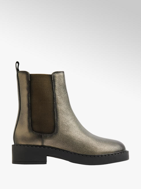 5th Avenue Leder Chelsea Boots in Schwarz-Metalisch