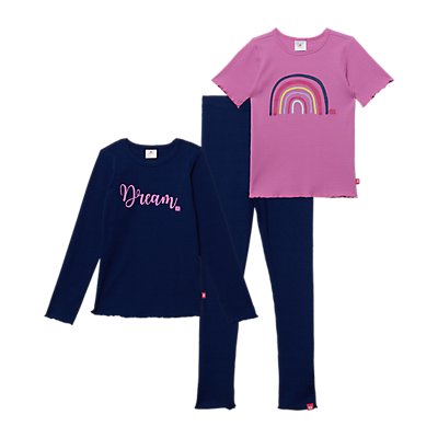 elefanten 3-teiliges Pyjama-Set - blau/pink