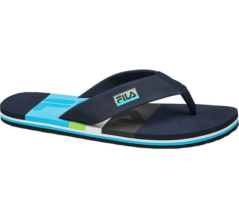 Details zu Fila Herren Zehentrenner blau Neu Lässige Herren Slipper von FILA in blau grau bei Deichmann